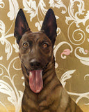 F&S Gift Store Custom OIL on GOLD Pet doberman portrait Luxurious High Quality Realistic painting from your photographs Wall Art gift for animal lover.