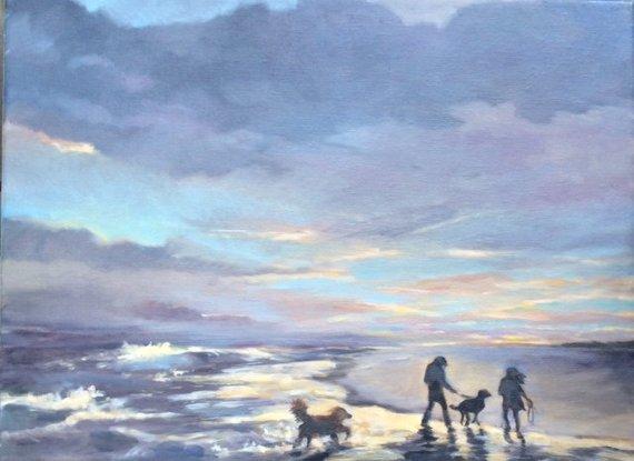 F&S Gift Store Pet Portrait, Pet Painting, Pet/animal Art, Dog Portrait, Customizable original art, beach scenes, custom Dog Lover Art, animal Portrait