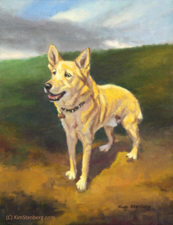F&S Gift Store Shepherd Rescue Custom Pet Dog Portrait Oil Commission Painting from Photo 11" x 14" Wall Art Unique Gift For Dog Lover By Kim Stenberg