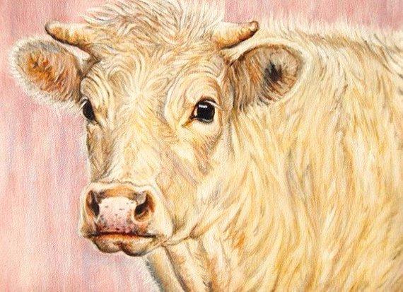 F&S Gift Store CUSTOM Highland Cow Oil Painting, Calf Bull Cattle Farm Animal Portrait, Made To Order Personalised Anniversary/Christmas/Birthday Scottish