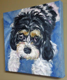 F&S Gift Store half Bichon, Cavalier, King Charles spaniel, custom pet Portrait, dog painting, Commission painting, painting from photo, dog art, 12x12"