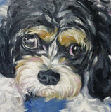 F&S Gift Store half Bichon, Cavalier, King Charles spaniel, custom pet Portrait, dog painting, Commission painting, painting from photo, dog art, 12x12"