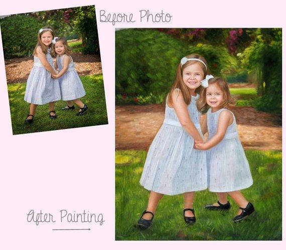 F&S Gift Store Children Custom Portrait-oil painting-custom portrait from photo-custom portrait painting-commission portrait-child portrait-Custom ETSY