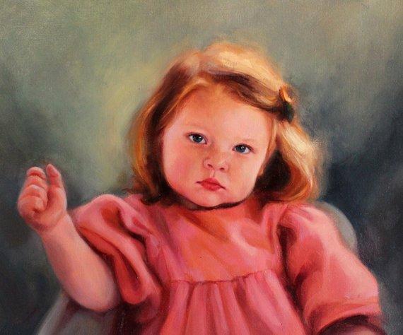 F&S Gift Store Custom Portrait Painting Kids Personalized Oil canvas Painting Art from photo Child Family Wedding Portraits Contemporary Painting Art