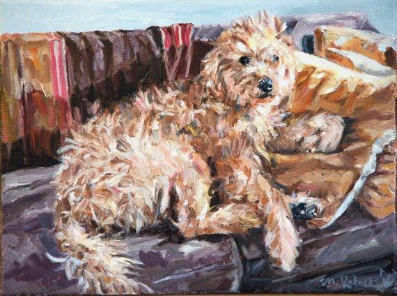F&S Gift Store Custom Pet Portrait Oil Painting 12x16 inch Commissioned birthday gift