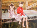 F&S Gift Store Custom Portrait oil painting commission art from photo oil painting family children grandparents siblings impressionist colorful 18x24 large