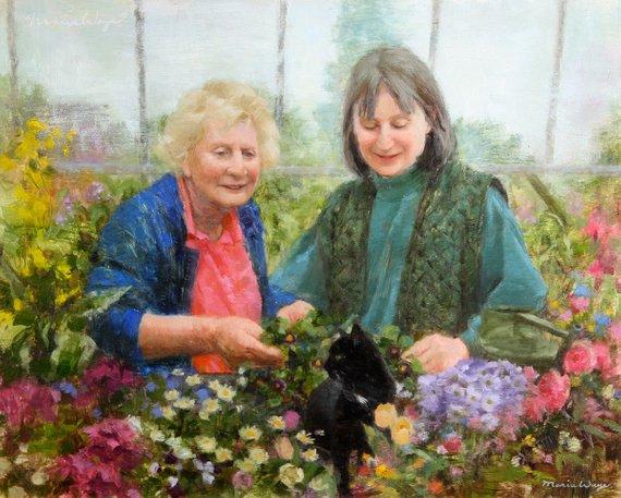 F&S Gift Store Custom portrait oil painting realistic fine art family grandparent portrait commissioned art from photo grandma grandpa birthday gift 16x20