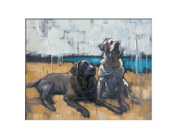 F&S Gift Store Labrador Dog Art - Matted Print of Original Custom Oil Painting - Dog Art, Dogs, Puppy, Animal Wall Art, Fun Art, For Boy, Girl, Labradors
