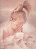 F&S Gift Store Baby girl oil portrait on canvas, custom original hand made painting, bubble bath art, 8x10"