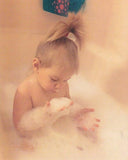 F&S Gift Store Baby girl oil portrait on canvas, custom original hand made painting, bubble bath art, 8x10"