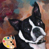 F&S Gift Store Boston Terrier Pet Portrait - Custom Dog Portrait - Boston Terrier Painting from your Photo - Portraits by NC
