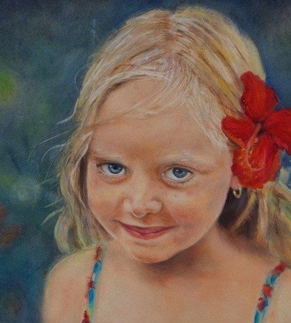 F&S Gift Store Custom portrait from Californian artist. Original oil/watercolor painting.Illustration, drawing ,children,animals portrait. To order