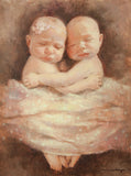 F&S Gift Store Baby Gift Custom oil painting portrait twins art twin baby gift room décor newborn chic modern original fine art personalized boy girl