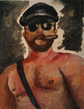 F&S Gift Store Sexy oil portrait of men with leather police peaked cap and cigar in the mouth, oil portrait of men, oil erotic portrait, custom portrait