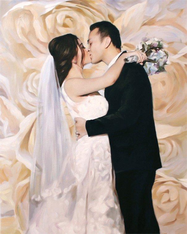 F&S Gift Store Anniversary Gift - Custom Portrait on Canvas from Your Photos - Hand Painted Oil on Canvas