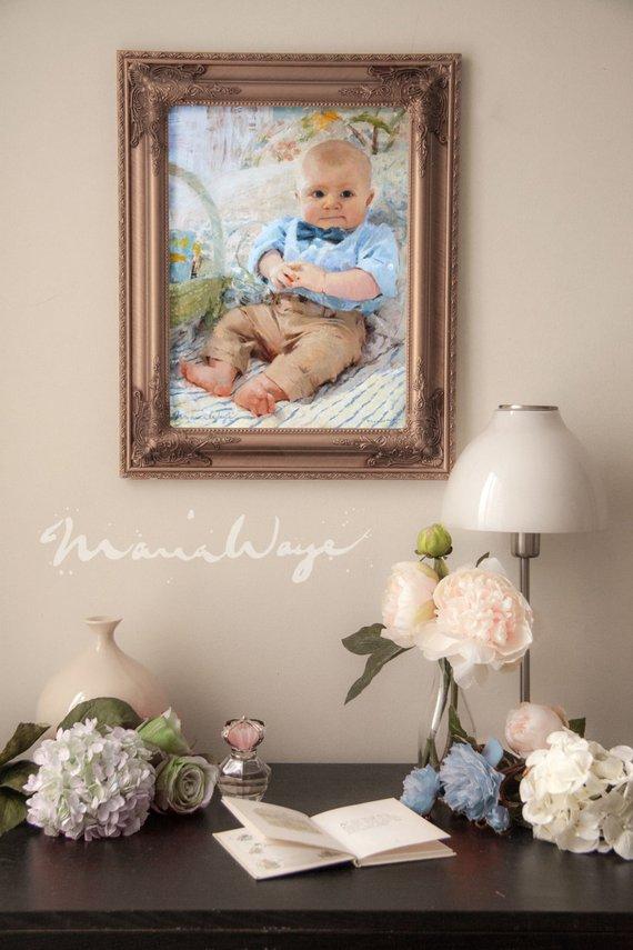 F&S Gift Store Custom Child Portrait - Baby Portrait - Custom Portrait Oil Painting - Unique Baby Gift - Baby Gift Personalize - Baby Girl Gift - Baby Art