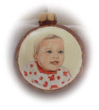 F&S Gift Store Portrait ornament - child portrait painting, Baby's first birthday ornament custom portraits