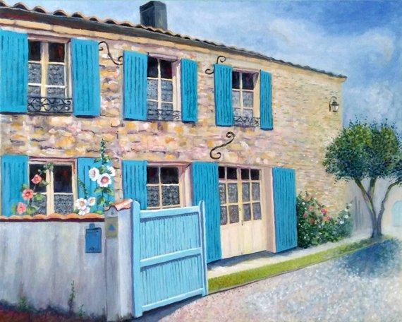 F&S Gift Store Commission house painting, commission house portrait, commission house art, custom house painting, original oil painting on canvas,