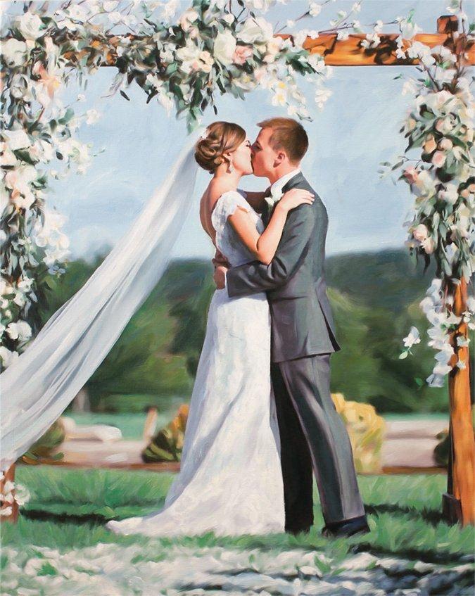 F&S Gift Store Wedding Portrait Custom Gift Wedding Anniversary Gift Personalized Oil Painting