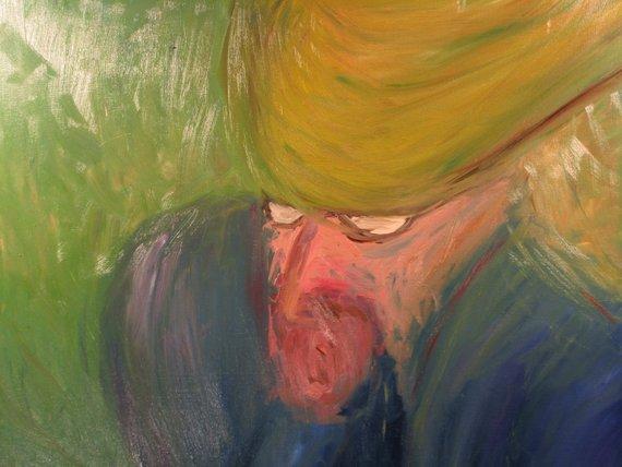 F&S Gift Store Solicitous Man, 20x16 (art,original,custom,man,oil,hat,impression,portrait,maxwellbrown,painting)