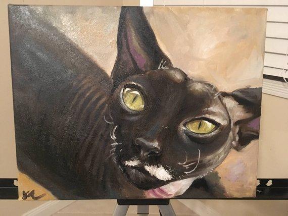 F&S Gift Store Cat Oil Painting - Custom Pet Painting, Pet Portrait, Pet Painting, Color, Gift, Present, Paint, Cat, Dog, Anniversary, Birthday