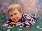 F&S Gift Store Portrait Painting From Photo, Hand Painted Custom Made, Oil On Canvas, Baby Child Boy Girl, Large Mixed Media Wall Art
