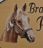F&S Gift Store Custom Stable Signs - extra lg. horse sign with portrait oil painting oval stable sign
