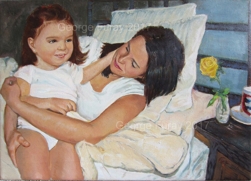 F&S Gift Store mother daughter family portrait Mary Cassatt style custom painting for love
