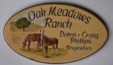 F&S Gift Store Custom Stable Signs - extra lg. horse sign with portrait oil painting oval stable sign