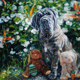 F&S Gift Store Easter Sunday with the Kids, custom Dog Paintings, oil portrait paintings from your photos, 12x12"