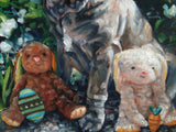F&S Gift Store Easter Sunday with the Kids, custom Dog Paintings, oil portrait paintings from your photos, 12x12"