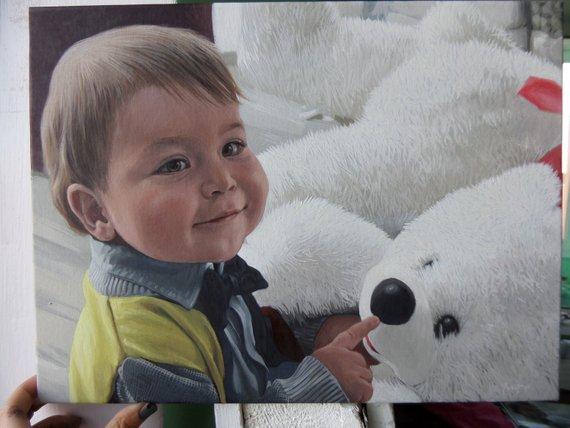 F&S Gift Store Kids portrait from photo Realistic portrait Baby portrait Custom order portrait Personal order Custom drawing Oil acrylic child portrait