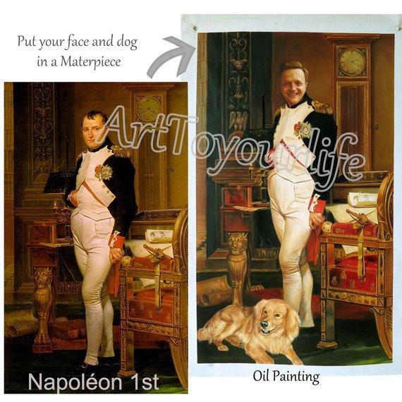 F&S Gift Store Custom oil portraits, Put your face in a mater piece, Hand made oil Portrait，Background complicated