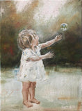 F&S Gift Store Oil Painting On Canvas Artwork Impressionism Little Girl Portrait Magic Bubble Gift For Her Custom Interior Decor Cozy Home Canvas Art