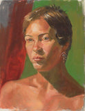 F&S Gift Store Beautiful Woman Portrait, Custom Oil Portrait, Lady Portrait, Green Eyes, Young Woman, Woman Face, Oil on Canvas 45X35 CM (17.7"X13.8")