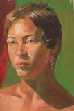 F&S Gift Store Beautiful Woman Portrait, Custom Oil Portrait, Lady Portrait, Green Eyes, Young Woman, Woman Face, Oil on Canvas 45X35 CM (17.7"X13.8")
