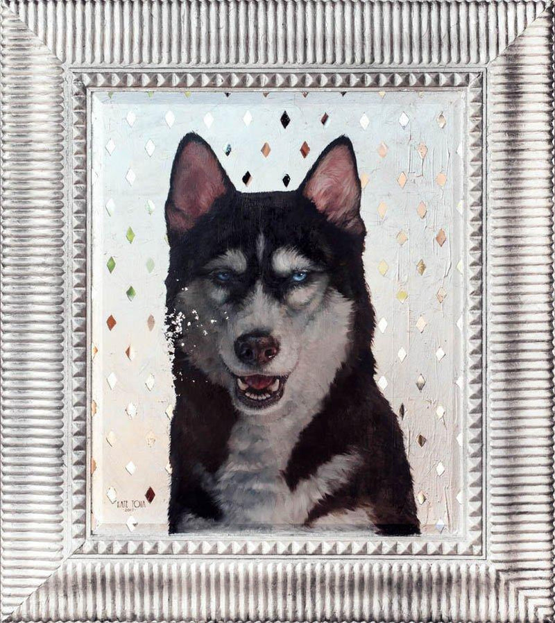 F&S Gift Store Custom OIL on SILVER Pet Siberian husky portrait Luxurious High Quality Realistic painting from a photo unique Wall Art gift for dog lover.