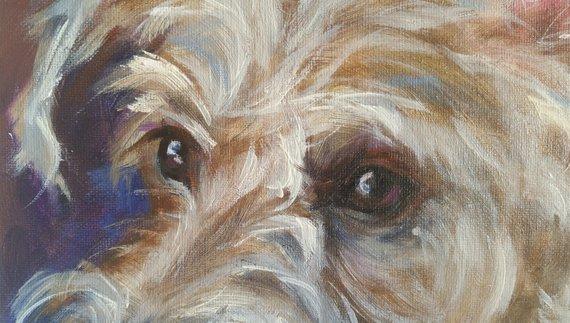 F&S Gift Store wire haired terrier, Shakespeare, Ruffle collar, Dog Painting, pet art, Portrait Commission,Custom Pet Portrait,dog memory, Christmas gift