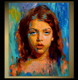 F&S Gift Store Custom Portrait Oil Canvas Painting, Child Family, Original Abstract