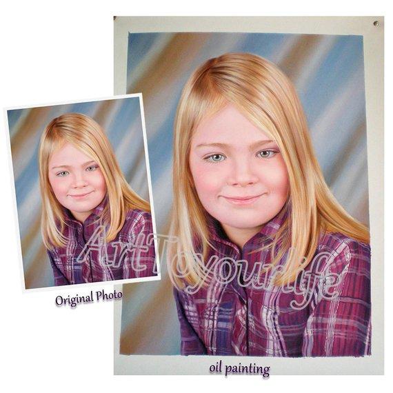 F&S Gift Store Custom Photo to Painting Hand painted Museum Quality Oil Portrait Children Portrait
