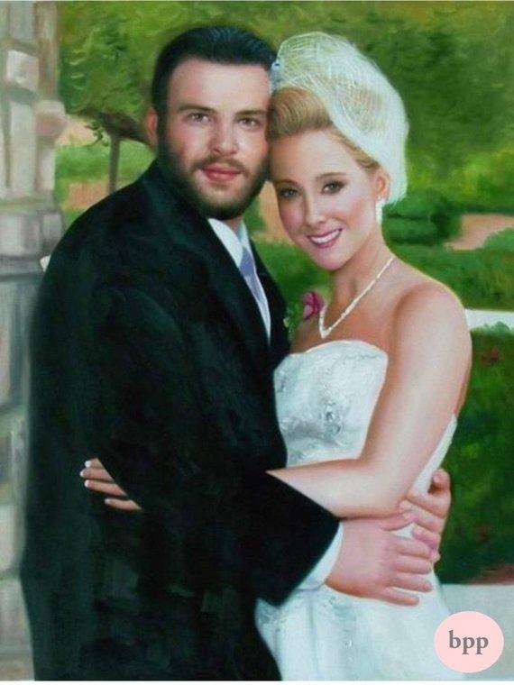 F&S Gift Store Oil Custom Portrait. Wedding Custom Portrait. Custom Oil painting. Commission Wedding Painting. Wedding personalized gift. 6 Sizes. Made USA