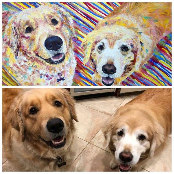 F&S Gift Store Pet painting custom Oil portrait dog original Colorful painting dog Customized painting On canvas Gift for wife Art present for dog lover