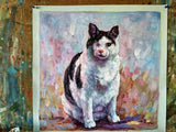 F&S Gift Store Hand Painted Commission Cat Oil Painting - Paint From Digital Photo , Custom Pet Art