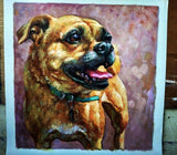 F&S Gift Store Hand Painted Custom Dog Oil Painting (paint pet or animal from photo), Commission Portrait Painting