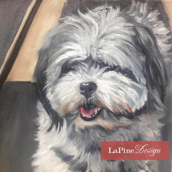 F&S Gift Store Custom 8"x8" Pet Portrait by LaPine Design - Oil Painting on Traditional Back Stapled Canvas