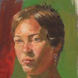 F&S Gift Store Beautiful Woman Portrait, Custom Oil Portrait, Lady Portrait, Green Eyes, Young Woman, Woman Face, Oil on Canvas 45X35 CM (17.7"X13.8")