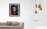 F&S Gift Store July - Custom oil painting of Angelina Jolie, Purple space, Peaceful look By Marina Muhin