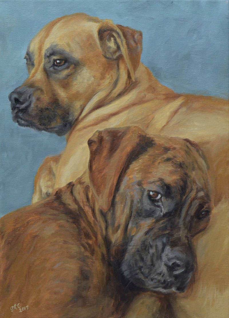 F&S Gift Store Custom Dog portrait, Pet portrait, Dog Painting, Dog Art - oil painting on canvas. 50% DEPOSIT. Handmade Custom pet portrait. TWO DOGS