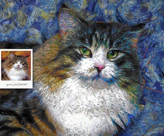 F&S Gift Store Custom Pet portrait, Digital Pet portrait, Oil Painting from photo, Pet painting, custom pet, pet illustration, dog portrait, cat portrait,