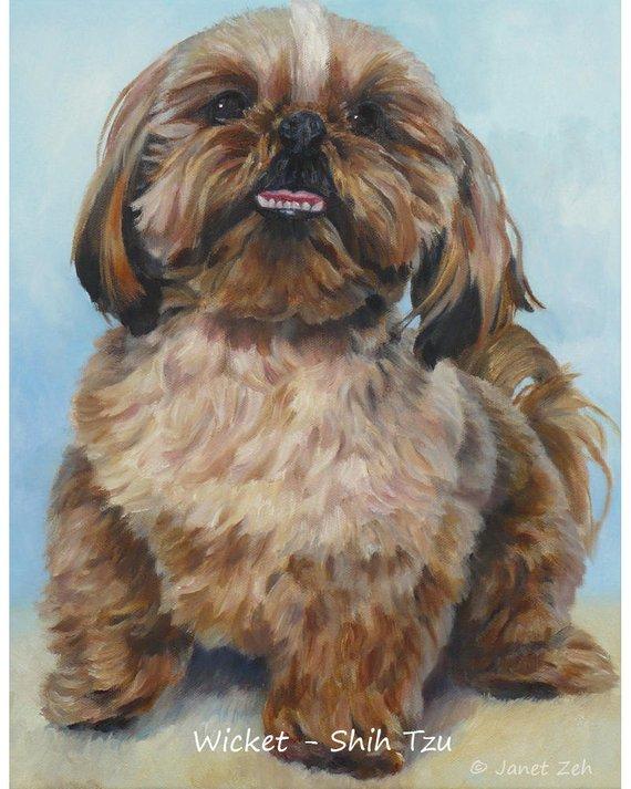 F&S Gift Store 8x10 Oil on canvas custom dog pet portrait painting from photos Commissioned pet gift by Janet Zeh Original Art